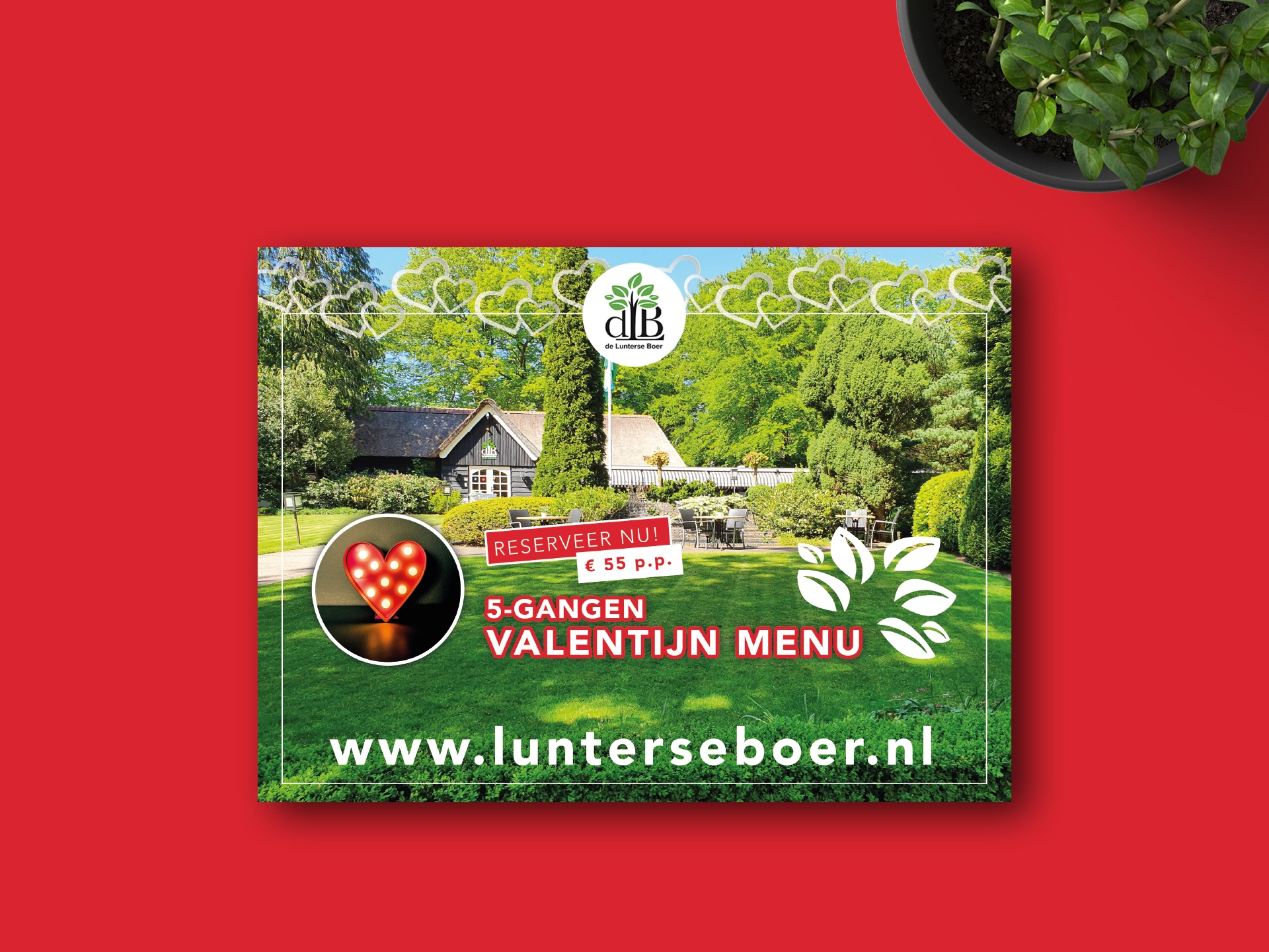Ontwerp advertentie Valentijn menu voor de Lunterse Krant